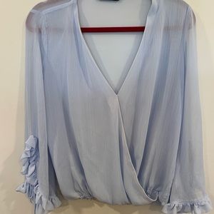 Zara baby blue sheer blouse